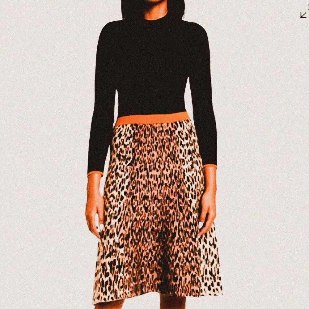 Eliza J old money knit Animal Print Fit & Flare Sweater Dress S